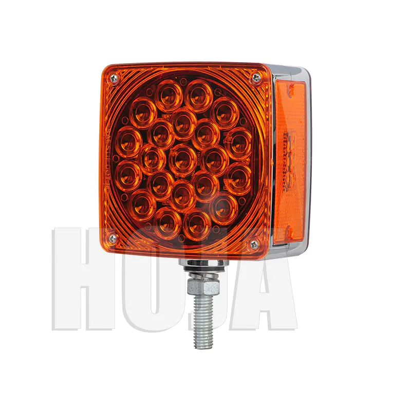 LED Square Dual Face Park & Turn Light W/ Side Marker, Pedestal Mount