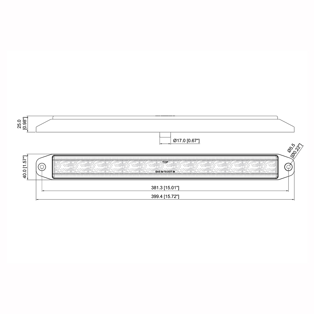 15.7” LED Identification Light Bar, STOP/TAIL/TURN